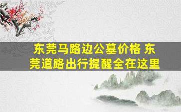 东莞马路边公墓价格 东莞道路出行提醒全在这里